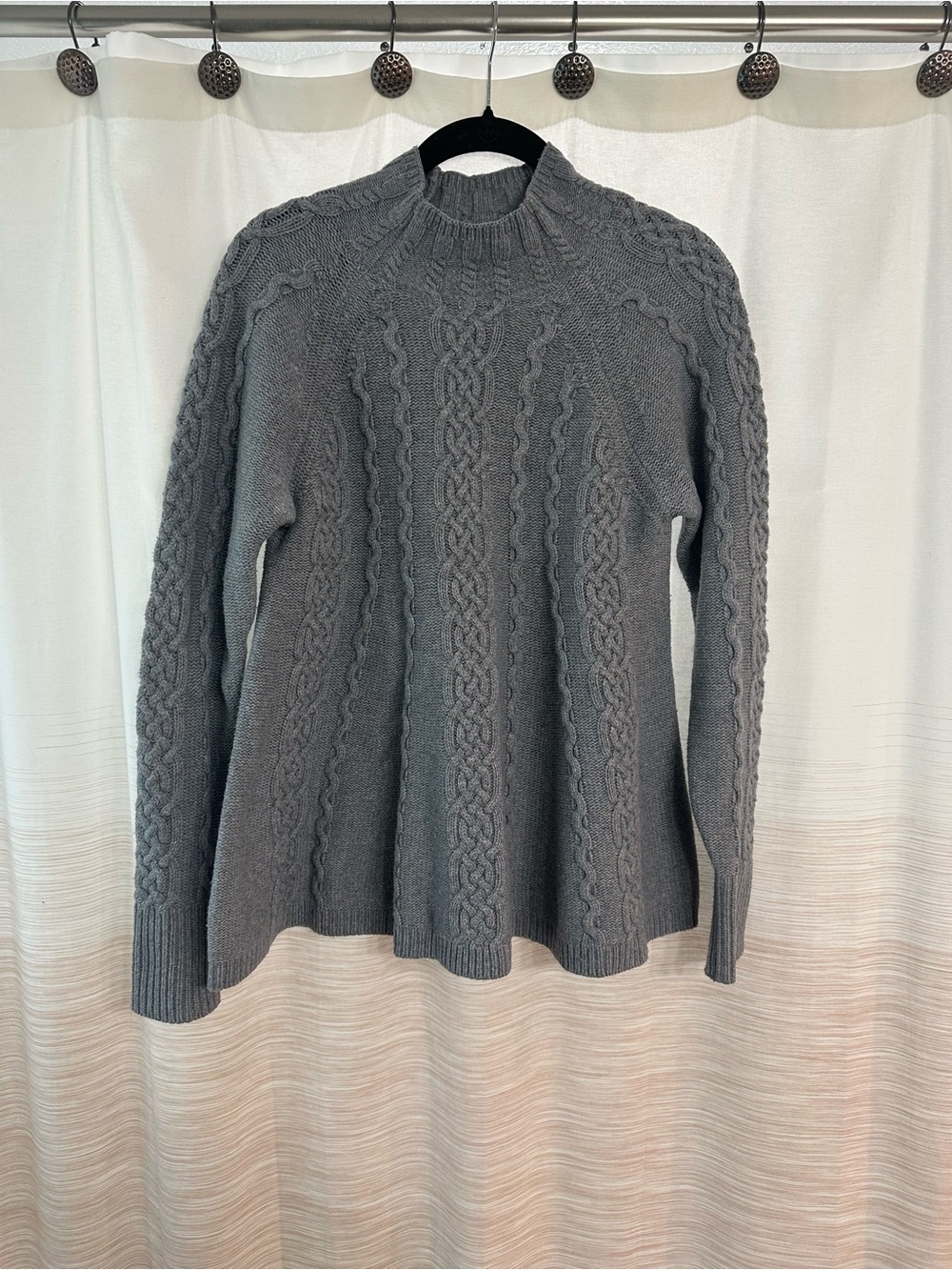 Rebecca Taylor Gray Cable Knit Mock Neck Sweater Size S